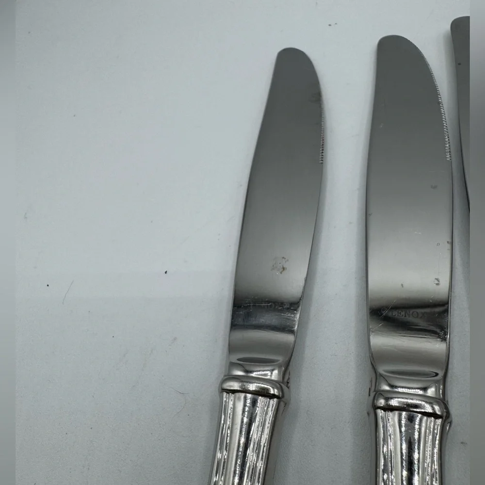 Lenox Flatware 18/8 Butlers Gourmet Plume Stainless Glossy - 5 Dinner Knives